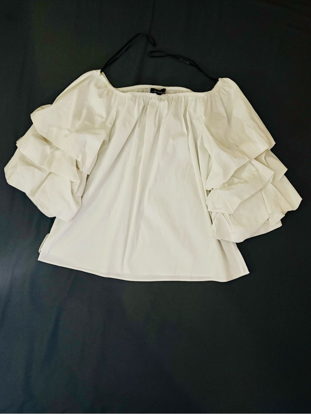 Zara White Off-Shoulder Ruffle Sleeve Blouse